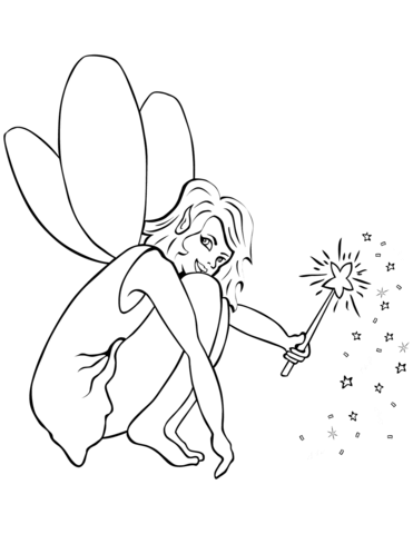 Fairy With Wand Coloring Page